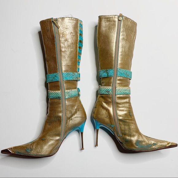 Hamlet Couture Shoes - Hamlet Couture Metallic Gold with Cobra Trim 36